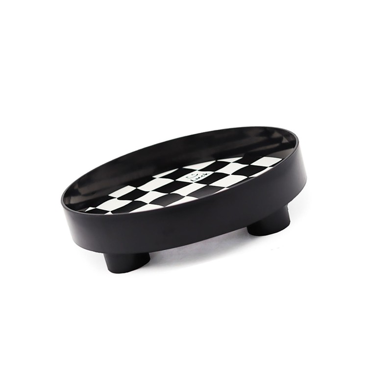 Round Storage Organizer Tray Checkerboard Design Plate Container Tray for