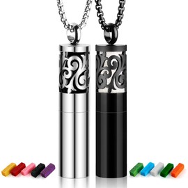 Maromalife Essential Oil Diffuser Necklaces for Women, 2PCS Aromatherapy Necklaces Stainless Steel Diffuser Locket Pendant Cylinder with 20 Felt Pads, Aroma Necklaces Gift Set for Mothers Day