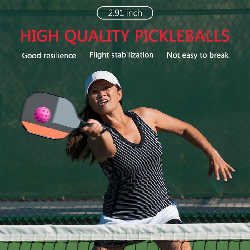 6 - Pack Pickleball Balls, 40 Holes Outdoor Pickleballs, High