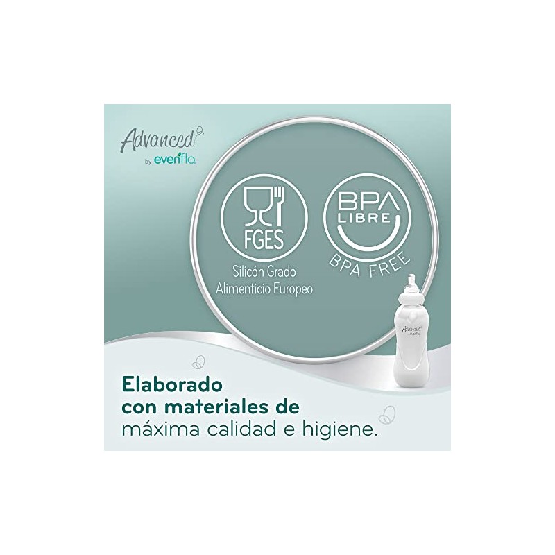 Evenflo Advanced Biberón Anticólicos, Transparente, Flujo Lento, Cuello Estándar, Silicón