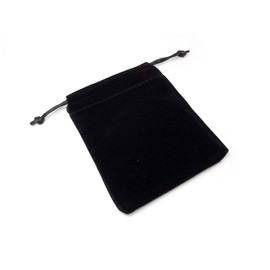 (SAJ) Velour Drawstring Bag Pouch Gift Wrapping Black 4.7 x 3.9 inches (12 x 10 cm) (1 Piece)