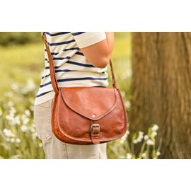 Gusti Leder nature "Charleen" Genuine Leather Saddle Handbag Cross-Body Shoulder City Party Casual Vintage Natural Brown Unisex K61b