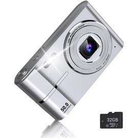 vantisan Cámara Digital, HD 1080P 50MP Vlogging, Cámara de Video con Tarjeta 32GB, Enfoque Automático con Zoom 8X, Disparo Continuo, Pantalla IPS de 2.4'', Mini Camara para Niños y Niñas