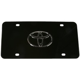 Auto Gold TOYCB Chrome On Black License Logo Plate, Toyota