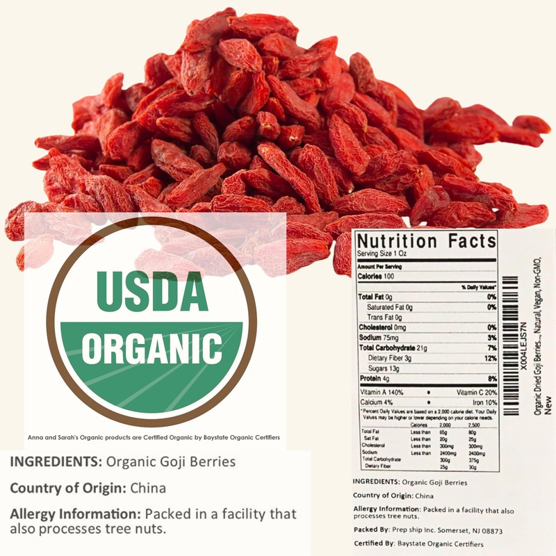 Anna and Sarah Organic Dried Goji Berries 3 Lbs in