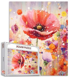 Tucocoo Red Poppy Jigsaw Puzzle 1000 Pieces Puzzles for Adults, Beautiful Blossom Flowers Jigsaw Puzzles for Challenging Family Activity Games DIY Puzzle for Home Wall Decor Gifts - 20 x 27 Inches