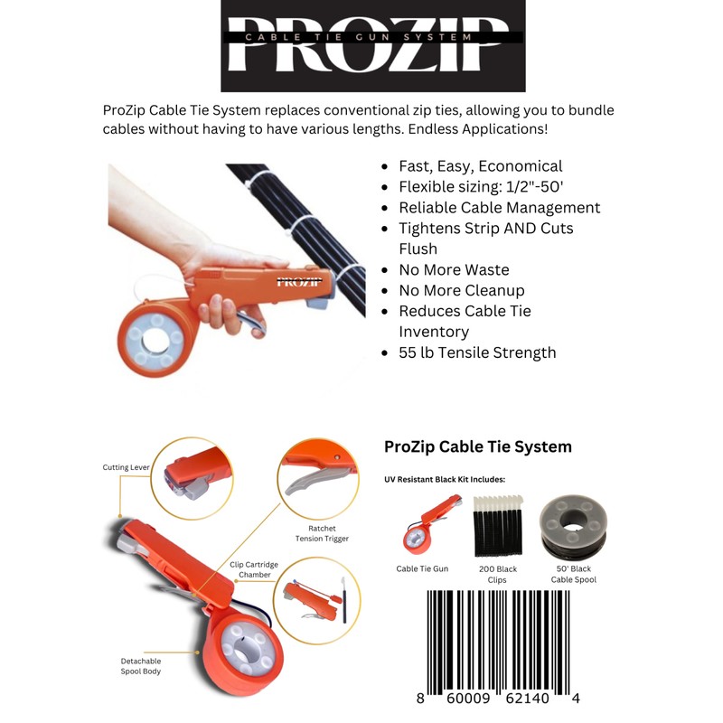 Cable Tie Gun for Plastic Zip Ties, ProZip Zip Tie