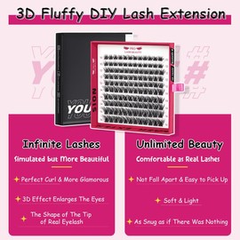PRO Pack of 120 Individual Eyelashes, 3D Fluffy DIY Eyelash Extensions, Cluster Eyelashes, Individual Eyelashes for Individual Eyelashes at Home, Super Thin Band and Comfortable (Ecstatic, 10-16 Mix)