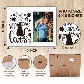 Cat Picture Frame, Pet Photo Frame Gifts For Women Cat Lover Cat Owner Friend Sister, Funny Kitten Frame Gifts For Birthday Christmas, Just A Girl Who Loves Cats Frame For Home Office Decor -02