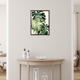 Retro Funny Music Wall Art Decor Bohemian Palm Leaf Wall Decor Tropical Botanical Wall Art Decor for Bedroom Living Room Office Casual Style Farmhouse Ddecor
