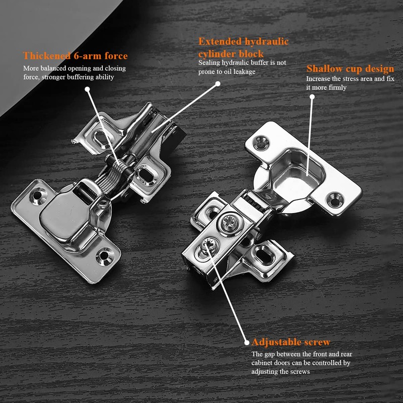 Evanda Cabinet Hinges, 2 Pack Stainless Steel Overlay Soft Close
