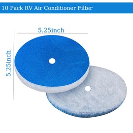 RV Air Conditioner Filter - RV 5.25" Round Air Duct AC Filter MERV-6 Replacement for AC Vent (10 Pack with Central Hole), RV Air Filter Accessories