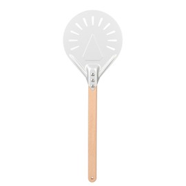 Round Pizza Spatula with 41cm Removable Wood Handle AntiScalding NonSlip Pizza Making Tools(8in )