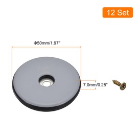 sourcing map 50mm(2") PTFE Furniture Sliders Pads for Carpet, 12 Pack Screw-on Round Furniture Moving Kit Floor Protector for Table Chair Cabinet Sofa - Blue