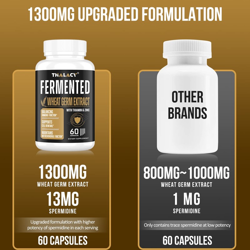 Spermidine Supplements 13mg - 1300mg Wheat Germ Extract Capsules Potent
