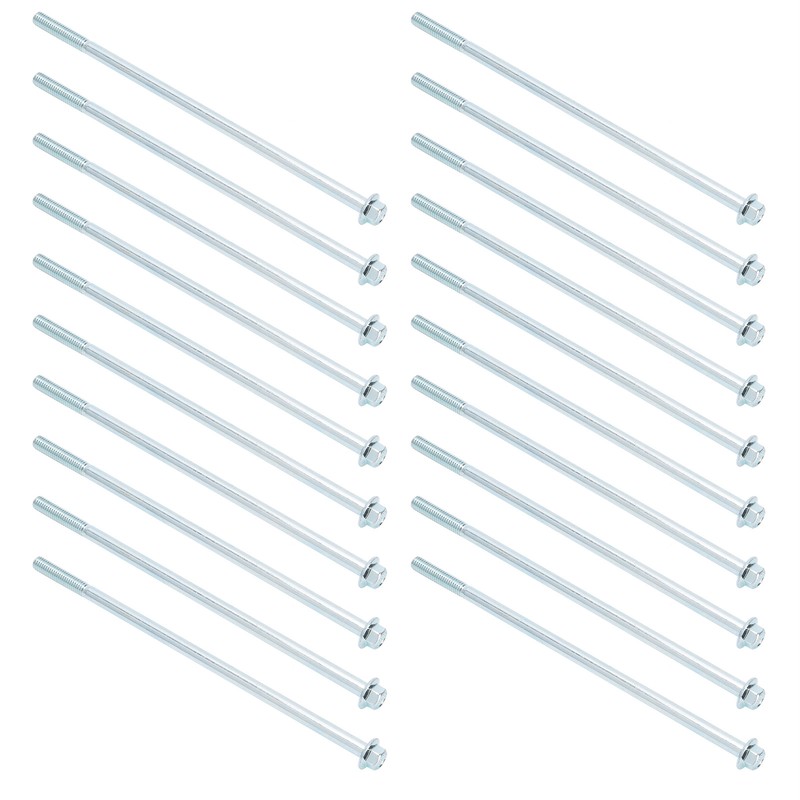20Pcs M6x160 Long Screw Iron Hex Flange Threaded Bolt Fastener