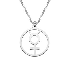 Mercury Pendant Alchemical Symbol Stainless Steel Necklace Mercury Symbol Jewelry Astrological Symbol Jewelry (Mercury -N s EU)