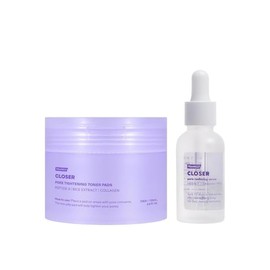 FRANKLY Pore Minimizer Duo | Closer Serum & Rice Jelly Toner Pads | Peptide-Infused Serum & Hydrating Toner for Firming, Anti-Aging, & Pore Care | Korean Skincare Set