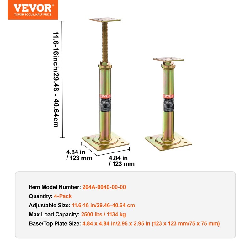VEVOR House Floor Jacks, 4 PCS Post Floor Joist Jacks