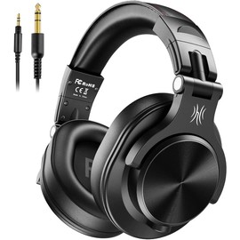 OneOdio A71 Hi-Res Studio Recording Headphones - Wired Over Ear Headphones with SharePort, Monitoring Mixing Foldable Headset with Stereo Sound, 3.5/6.35MM Jack for PC Computer DJ Guitar-Black