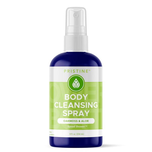 PRISTINE: Body Cleansing Spray, No-Rinse Body Wash, Body Spray, Body Mist, Cleaning Quick Shower Body Wipe Alternative, Moisturize Skin, Freshen Up - Oakmoss & Aloe