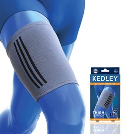 Thigh support sleeve by Kedley | Elastic compression band ideal for pulled hamstring, strained or bruised muscles, quad injuries Small/Medium
