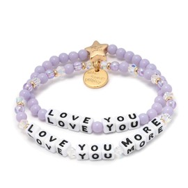 Little Words Project Love You More and Love You Bracelet Set, The Original Word Bracelet, Made with Colorful Beads and Plated Brass Hardware, Handcrafted Design & Positive Message, Size SM and XXS