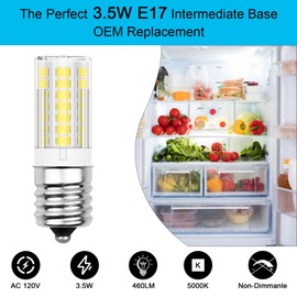 TZHILAN KEI D28x kel 2816x Refrigerator Bulb 3.5W E17 Led Freezer Light Bulb Replacement, 5304522314 5304517886 Daylight White 5000K Fridge Lamp, 1-Pack
