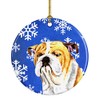 Caroline's Treasures SC9374-CO1 Bulldog English Winter Snowflakes Holiday Ceramic Ornament,
