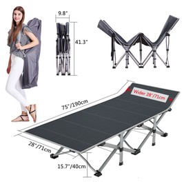 Unbranded 2Sides Guest Folding Sleeping Bed Portable Camping Cots W/Cotton Pad&Storage Bag
