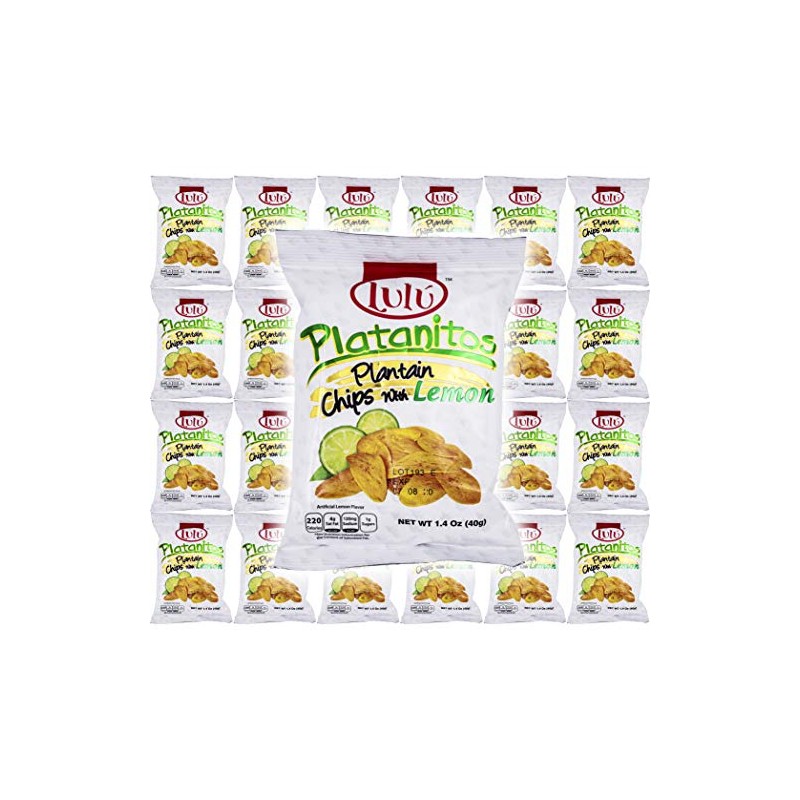 LULU Platanitos, Plantain Chips with Lemon, Gluten-Free, 1.4oz Bag (Pack