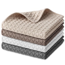4 Pack Barista Towels, 12" x 12" Microfiber Espresso Towel, Waffle Weave Coffee Towel Cleaning Cloths for Coffee Bar Steam Wand Countertop Milk Frother, Espresso Machine Accessories
