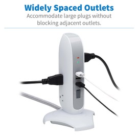 Tripp Lite TLP66USB Surge Protector Tower with USB Ports, 1200 Joules, 5-Outlets, 3 USB Ports, 6ft Heavy-Duty Braided Extension Cord, Desk Charging Tower, Dorm Essentials, Tower Power Strip with Surge