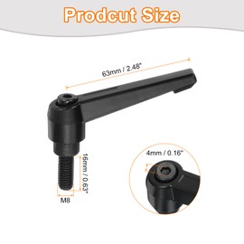 QUARKZMAN Pack of 2 M8 x 16 mm Adjustable Knobs Handle Male Thread Push Button Ratchet Quick Release Turning Bolts for Lathes, Black