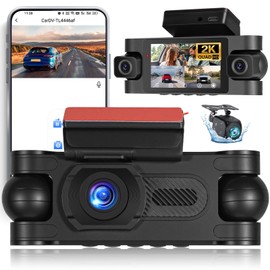 360° 4 Channel 2K Dash Cam Front and Rear Inside,3 Inch Dash Camera for Cars Car Camera Built in GPS with APP Control,IR Night Vision,Loop Recording,G-Sensor,Parking Assistance,24H Parking Monitor