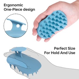 PHOVSUV 2pcs Shampoo Brush Hair Scalp Massager,100% Silicone Scalp Scrubber,Scalp Exfoliator for Stress Relax Hair Growth(Blue+Orange)