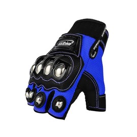 Motorcycle Gloves Air Flow Steel Knuckle Touchscreen BMX MX ATV MTB Motocross Dirt Bike Racing Downhill Tactical Gloves (Blue Short, X-Large)