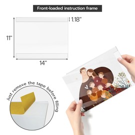 KSacry 8 Pcs Acrylic Sign Holder 14 x 11, Horizontal Wall Mount Sign Holders with Adhesive, Clear Plastic Frames Paper Display Sign Holders for Office, Home, Store, Restaurant - No Drilling