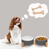 SPUNKYJUNKY Ceramic Dog and Cat Bowl Set with Wooden Stand,