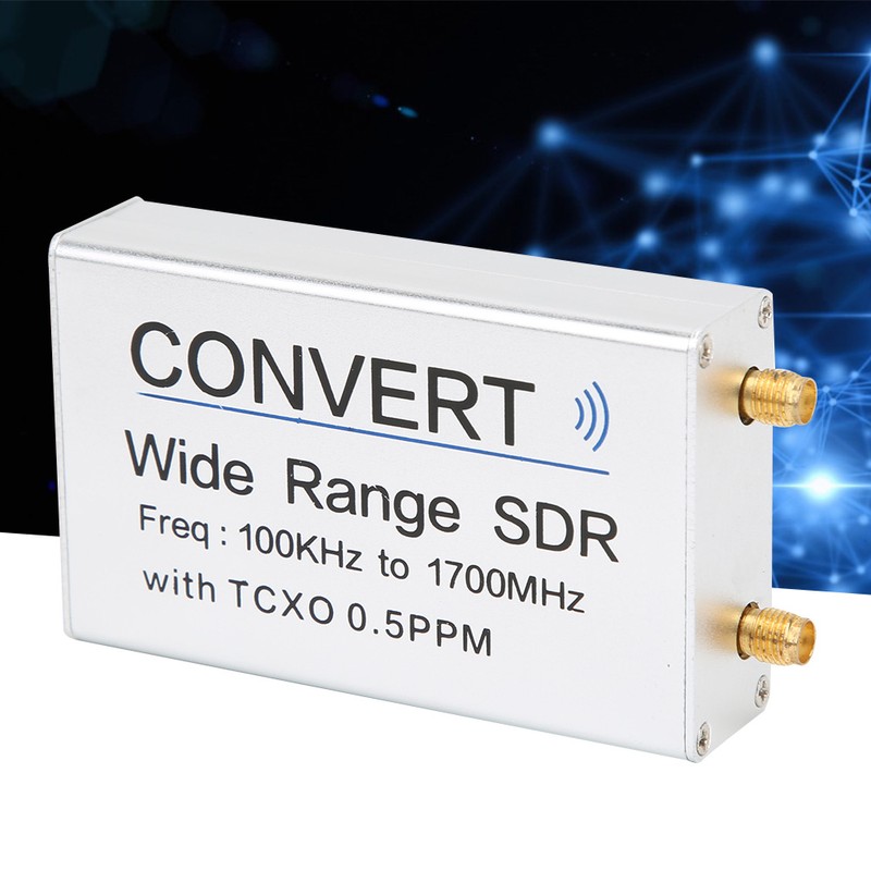 USB RTL SDR Receiver Silver Aluminum Alloy 100KHz-1.7GHz UV HF