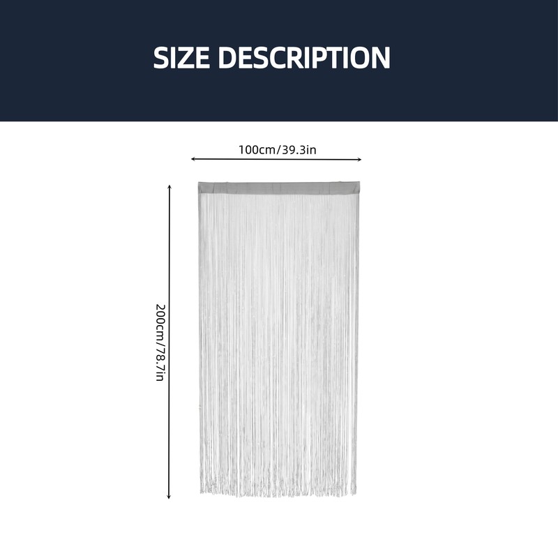 100×200cm String Door Curtain Fly Screen Partition Curtain (Silver Gray)