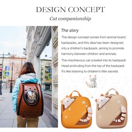 CREATURE HABITS Kids Backpack for Boys Girls, Cute Cat Bag Gift for Toddler, Travel Preschool kindergarten Bag for Ages 3-8