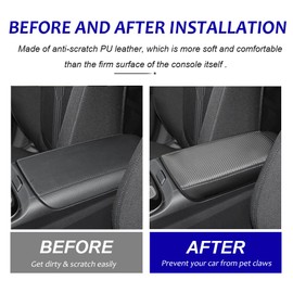DEYTOP Center Console Cover for Hyundai Tucson 2022 2023 2024 Accessories Car Armrest Cover for Hyundai Tucson 2024 Accessories Anti-Scratch Armrest Protector (Carbon Fiber with White Stitches)
