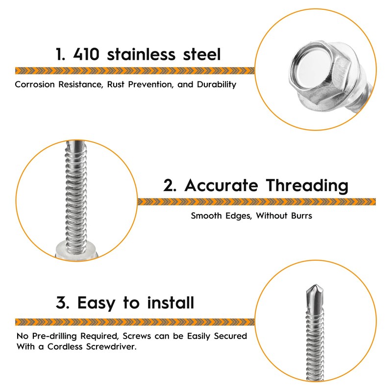 51pcs M6.3 Stainless Steel Self Tapping Hex Head Screws Full