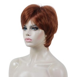 Aimole Short Layered Straight Wigs Synthetic Women's Wig Full Hair (130 Fox Red)