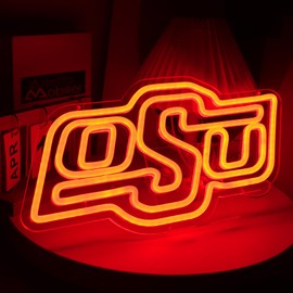 ASDGGBL O Su Neon Signs for Wall Decor, OklahIioma State Football Neon Lights for Sports Fans Gifts, Dimmable LED Neon Signs for Bedroom Room Kids Room Decor Bar Game Room Man Cave Gift