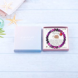 Fullrainbow Cute Snail Gifts for Women Charm Natural Stone Bracelet Just Keep Moving Charm Bracelet Inspirational Gifts for Women(bIack)