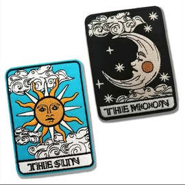 BPA 2 Pcs Embroidered Patches Iron on Sew on Patches for Clothing Jackets etc.-Sun Moon