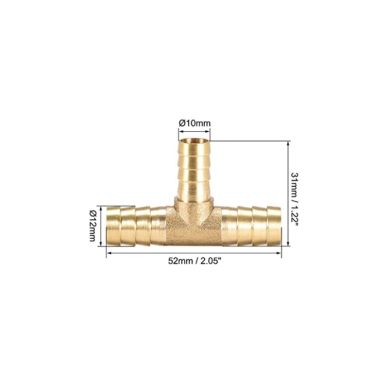 sourcing map Hose Reducer Barbed Three-Way Connector 12 x 10