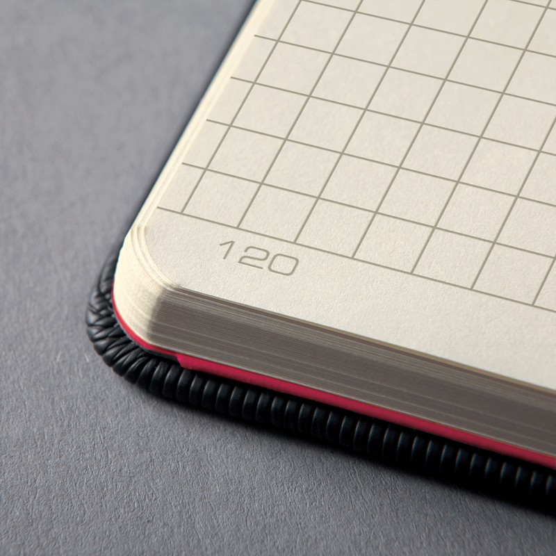 Sigel Hardcover Graph Notebook with Stylish Red Elastic Closure, Black,